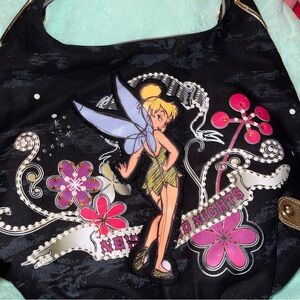 Disney Tinkerbell Neverland Nights Black with Gold Edges Print Women's Bag y2k